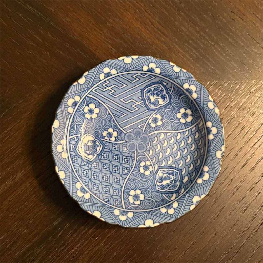 Vintage Takahashi Japanese Blue‎ Sometsuke Porcelain Decorative Plate 4.5”